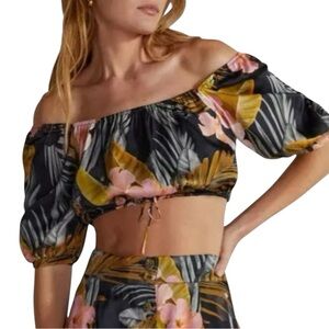 Favorite Daughter Anywhere with You Floral Off-Shoulder Crop Top Size XS & S